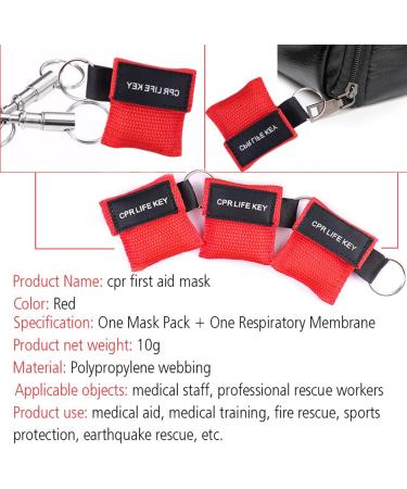 PHCOZY 5 Pcs CPR Mask Keychain Set | Check Valve & Breathing Scarf | MojiDecor Red Breathing Barrier for Safety & First Aid - Buy Online on GoSupps.com