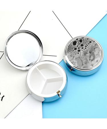Travel Pill Box | 3 Compartment Portable Pill Organizer | Small Round Medicine Case with Water Drops Design - Buy Online on GoSupps.com