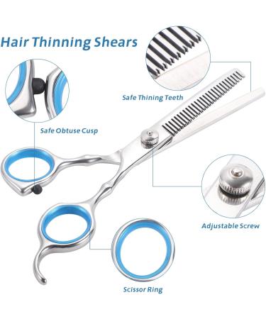 Professional 9-Part Hairdresser Scissors Set - 6.7in Effilator Scissors with Hair Clip Comb & Storage Bag for Beginners - Silver - Buy Online on GoSupps.com
