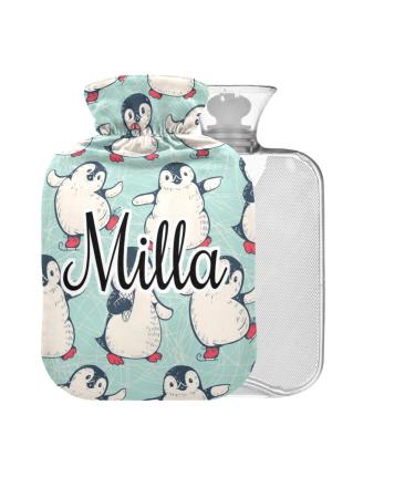 Cute penguins personalized BPA-free hot water bottle with cover 2 l large hot water bag for pain relief from cramps 2L 06#