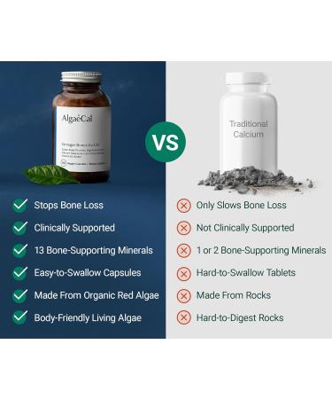 ALGAECAL - Plant Based Calcium Supplement with 13 organic minerals for osteoporosis support + Vitamin D3 (1000 IU). The only calcium that s clinically supported to stop bone loss 3 Month Supply 90 count (Pack of 3) - Buy Online on GoSupps.com