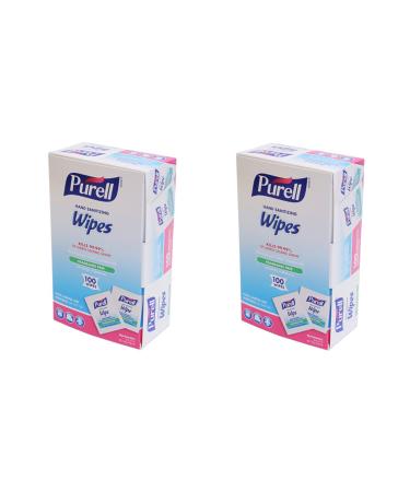 GOJO : PURELL Premoistened Sanitizing Hand Wipes 5 x 7 100/Box -:- Sold as 2 Packs of - 100 - / - Total of 200 Each 100 Count (Pack of 2)