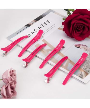 6 Pack Non-Slip Silicone Hair Clips for Styling & Sectioning - No Crease Duckbill Clips for Thick & Thin Hair - Professional Salon Quality - Pink - Buy Online on GoSupps.com
