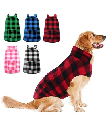 Dog Winter Coat, ASENKU Dog Jacket Plaid Reversible Dog Vest Waterproof Cold Weather Dog Clothes Pet Apparel for Small Medium Large Dogs XX-Large Red