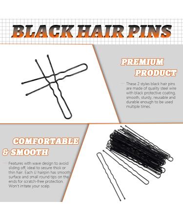 Rustark 380Pcs Hair Pins Kit with Storage Box - Bobby Pins, U Shaped Pins, Rubber Hair Bands for Women, Girls, Kids - Black - All Hair Types - Buy Online on GoSupps.com