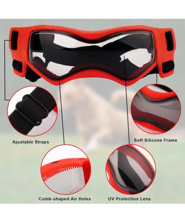 Dog Sunglasses for Small Dogs | Windproof Adjustable Eye Protection | Red Dog Glasses for Outdoor Use - Buy Online on GoSupps.com