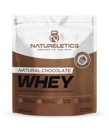 Natureletics chocolate 1kg without sweetener natural premium whey protein concentrate from Germany real chocolate taste protein powder with a high BCAA share - Buy Online on GoSupps.com