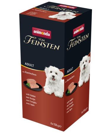 animonda Vom Feinsten Adult dog food wet food for adult dogs with rabbit 6 x 150 g with rabbit 150 g (pack of 6) - Buy Online on GoSupps.com