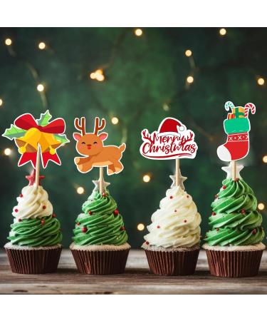 Boweurois 32Pcs Merry Christmas Cupcake Toppers Winter Christmas Birthday Party Decorations for Girls Boys Cute Christmas Cake Decorations Christmas Baby Shower Party Supplies - Buy Online on GoSupps.com