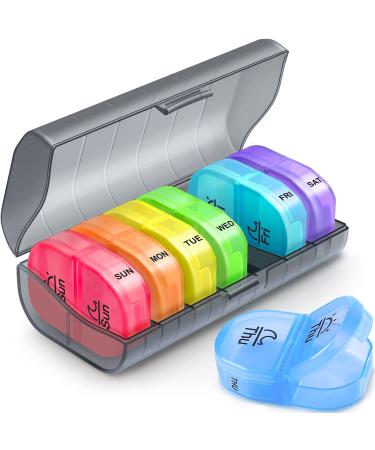 ZIKEE Weekly Pill Organizer 2 Times a Day, AM PM Pill Box with 7 Detachable Pill Case to Hold Medicine, Medication, Vitamins and Fish Oils Black