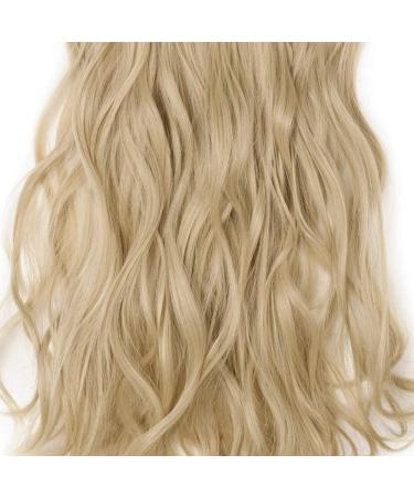Slik-co Long Curly Wavy Clip-In Hair Extensions - 8 Pcs Full Head, Synthetic Heat Resistant, 17 inch Golden&Bleach Blond - Buy Online on GoSupps.com
