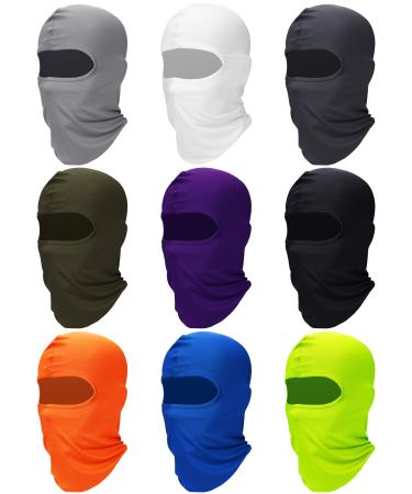 SATINIOR 9 Pcs Ski Mask for Men Full Face Helmet Mask Balaclava Winter Neck Gaiter Outdoor Cycling Windproof Hood Solid Colors