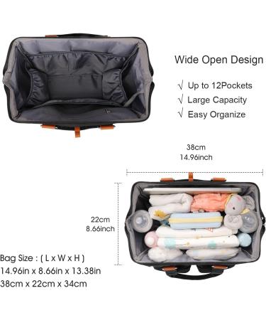 Pomelo Embossed Black Baby Changing Bag with Pram Clips and Changing Mat - Mom and Dad's Ultimate Essential - Buy Online on GoSupps.com