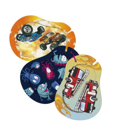 Ortopad Bamboo for Boys Adhesive Eye Patches 30/Pack Regular Size Monster Truck Glow in The Dark Monsters Fire Truck