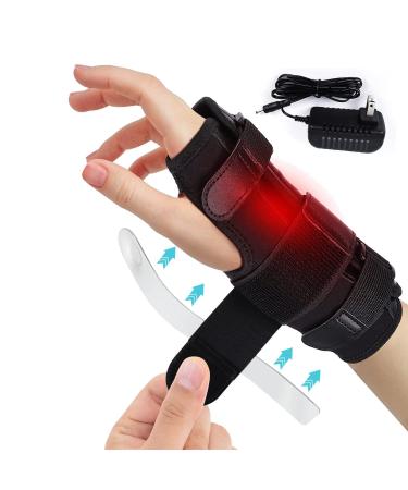 Wrist Electric Heating Pad for Carpal Tunnel Relief, Adjustable Wrist Support Brace with Splints, Wrist Brace for Right & Left Hand, Heated Wrap for Injuries, Arthritis, Wrist Pain, Sprain-Large