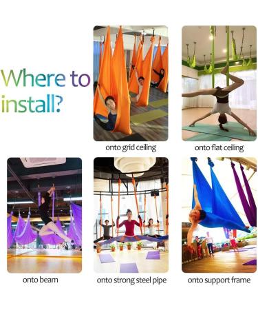 Aerial Yoga Hammock Set 5M x 2.8M | 5.5 Yards Silk Swing with 2000 Ibs Load - Blue | Includes Daisy Chain & Pose Guide | Aerial Pilates Equipment - Buy Online on GoSupps.com