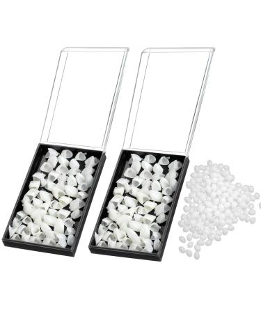 Temporary Fake Tooth Cap Crown 140 Pieces Front Teeth with Thermal Beads Cap Filler for Teaching or DIY