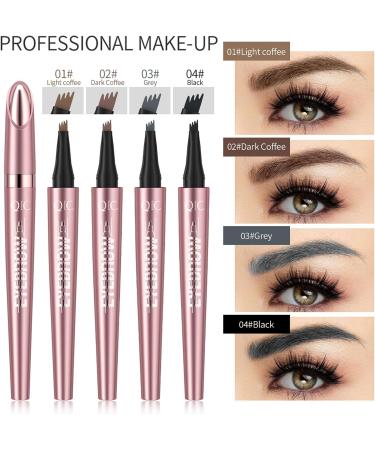Fogrime Four-Head Split Liquid Eyebrow Pencil - Waterproof Long-Lasting Smudge-Proof - Ideal for Makeup Beginners - Convenient and Natural-Looking - 4 Colors Available (Light coffee) - Buy Online on GoSupps.com