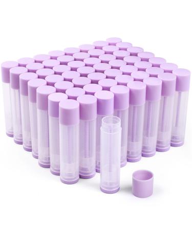 LotFancy Lip Balm Tubes Empty  60PCS 5.5ml (3/16 Oz)  Clear Lip Balm Container Tubes with Purple Caps  BPA Free & Leak Free  Refillable