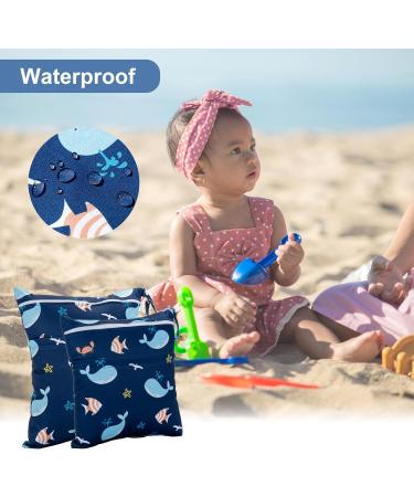 Pack of 2 Wet Bags for Kindergarten & Daycare - Organize Toddler Diapers Travel Gym Beach | Whales Design - Buy Online on GoSupps.com