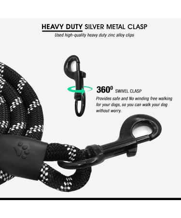 ARTISTRY 5 FT Rope Dog Lead for Medium Dog Strong Dog Leads for Large Dogs 150cm Highly Reflective Dog Leash Soft Padded Handle Dog Lead Durable Dog Lead for Small Dog (Black/White) - Buy Online on GoSupps.com