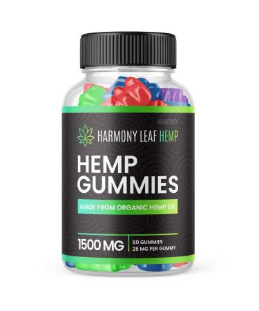 Harmony Leaf Gummies - Harmony Leaf Hemp Gummies Advanced Strength Formula Harmony Leaf Hemp Gummy with Premium Hemp 25mg Per Gummy Harmony Gummies 1500mg Per Bottle Hemp Supplement (60 Gummies)