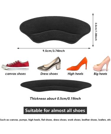 Molain Heel Grips Shoe Pads - 4 Pairs for Loose Shoes, Self-Adhesive Comfort Inserts for Men and Women - Heel Cushions for Pain Relief (Black) - Buy Online on GoSupps.com