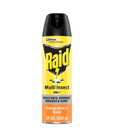 Raid Multi Insect Killer, Kills Ants, Spiders, Roaches and Flies, For Indoor and Outdoor use, Orange Breeze Scent, 15 oz