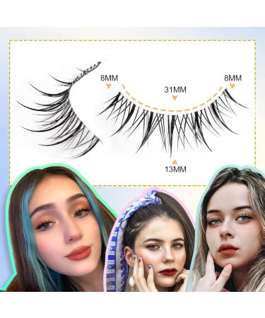 Anime Lashes With Clear Band Lashes Natural Look 13mm Wispy Anime Eyelashes 10 Pairs False Lashes Japanese Korean Asian Natural Lashes by Obeyalash - Buy Online on GoSupps.com