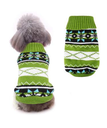 Idepet pet cat dog sweater winter dog coat jacket vest warm pet sweater pullover clothes for kitten roll cats and dogs l green green