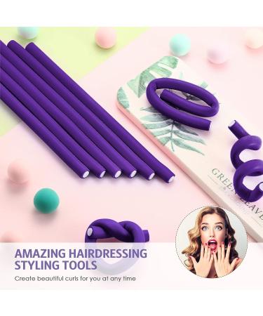 60-Piece Flexible Foam Hair Rollers Set for Women and Girls - No Heat Curling Rods with Stainless Steel Rat Tail Flexible Rods - Purple, 0.3 x 7 Inch - Buy Online on GoSupps.com