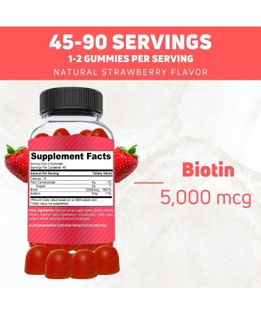 Vegan Biotin Gummies for Hair Growth - Strawberry Flavor - Non-GMO & Gluten-Free - 90 Gummies - SUPPZAAR - Buy Online on GoSupps.com