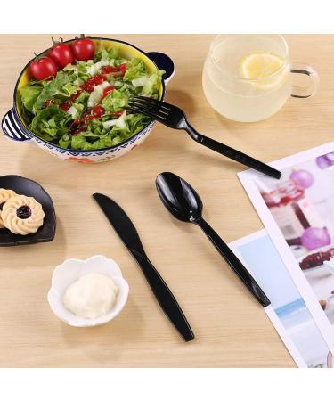 Laojbaba 7-Inch Individually Packaged Black Plastic Forks - 100 PCS | Disposable & Heavy Duty Commercial Takeaway Cutlery - Buy Online on GoSupps.com