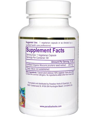 Paradise Herbs Mucuna 60 Veg Capsules - Natural Mood & Energy Support - Buy Online on GoSupps.com