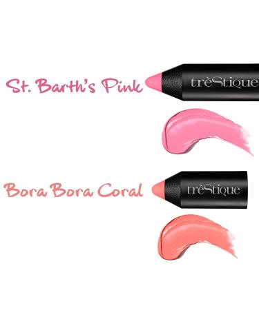 treStiQue Vegan Blush Stick with Built-In Brush - Coral Peach 2-in-1 Creamy Makeup - Buy Online on GoSupps.com