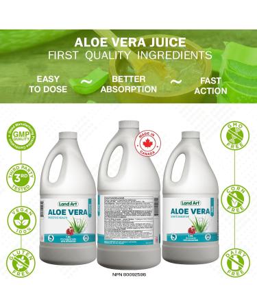 Pure Aloe Vera Juice Pomegranate 1.5L - Cold-Processed from Organic Fresh Leaves for Intestinal Issues Made In Canada - Buy Online on GoSupps.com