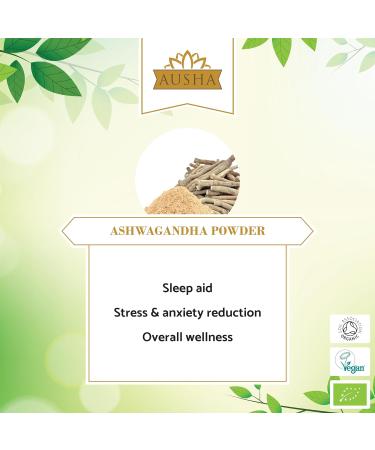 Ausha Organic Ashwagandha Powder 500g - Anxiety Stress Relief Sleep Aid | Premium Quality for Energy & Wellness - 1 Pack - Buy Online on GoSupps.com