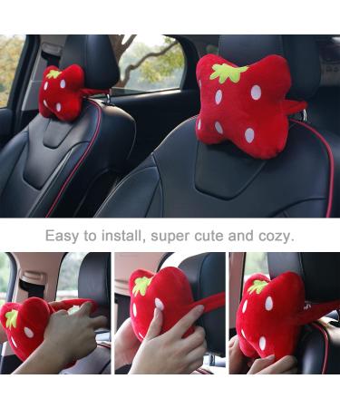 MissSoul 2Pcs Cute Red Strawberry Car Neck Pillows - Soft Comfortable Headrest Cushions for Driving - Buy Online on GoSupps.com