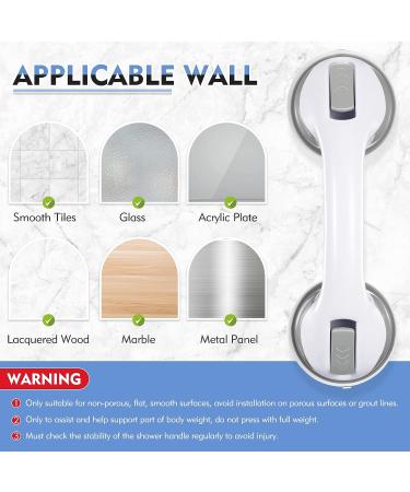 12-Inch Grab Bars for Bathtubs and Showers with Suction Cup Holders - 2 Pack Gray - Bathroom Safety Bars for Seniors, Elderly, Handicap - Shower Chair Bench Handle - Buy Online on GoSupps.com