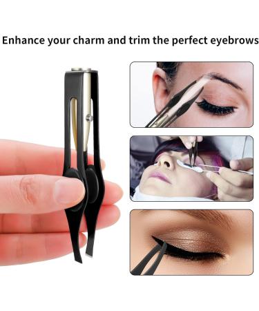 Fuyamp 2Pcs LED Lighted Tweezers Set - Stainless Steel Precision Tools for Hair Removal, Eyebrows, and Eyelashes - Perfect for Men and Women (Black+Blue) - Buy Online on GoSupps.com