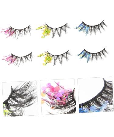 Beavorty 3 Pairs colored false eyelashes lashes fluffy lashes with color Eyelashes Makeup Application faux eyelashes halloween eyelashes 3d sticker chemical fiber fluorescence - Buy Online on GoSupps.com