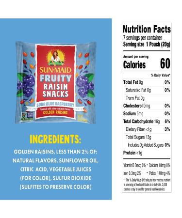 Sun-Maid Blue Raspberry Sour Raisin Snacks 0.7oz - 7 CT - Delicious and Tangy Fruit Snack - Buy Online on GoSupps.com