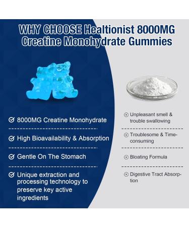 2 Pack 8000MG Creatine HMB Monohydrate Gummies for Men & Women L-Carnitine L-Taurine & Vitamin B6 12 180 Blueberry Flavor Counts Supplement Gummies (60-Day Supply) 90 Count (Pack of 2) - Buy Online on GoSupps.com