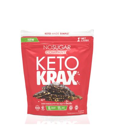 No Sugar Keto Krax, Dark Chocolate Bark, Sea Salt and Almond, Low Carb Snacks, Keto Food, Sugar Free Treats, Gluten Free, All Natural, Healthy Snack Foods, Diabetic Friendly Ketogenic, 17.28 ounces
