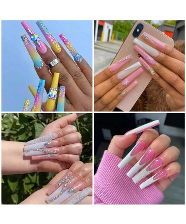 504PCS 3XL Clear Nail Tips for Acrylic Nails - Extra Long Tapered Square Full Cover Tips - Professional Quality for Nail Salons & Home DIY - Buy Online on GoSupps.com