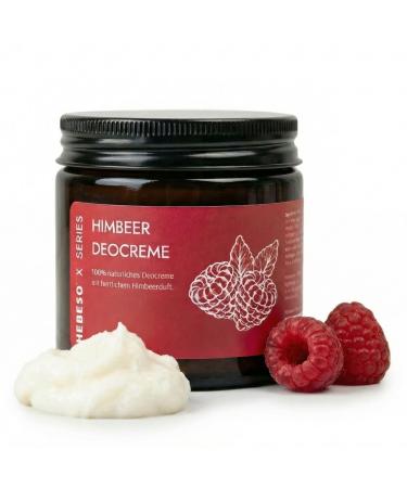HEBESO Raspberry Deodorant - Natural aluminum-free deodorant with a fruity raspberry scent - Vegan and gentle on the skin - Nourishing with coconut oil and shea butter - If