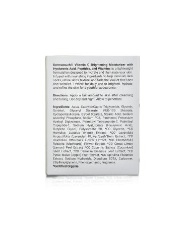 DERMATOUCH Vitamin C Moisturizer - Hyaluronic Acid Peptides & Sea Algae 1.75 fl oz | Made in America - International Shipping Available - Buy Online on GoSupps.com