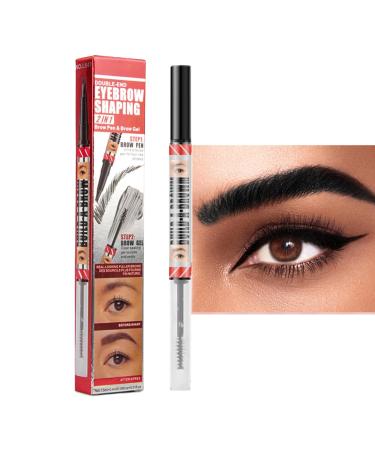 Mimoqk Microblading Eyebrow PenMicroblading Eyebrow Pencil Waterproof Double Ended Waterproof Eyebrow Pencil with Tinted Gel 4 Fork Tips Natural Brows eyebrow pen to 3BLACK eyebrows