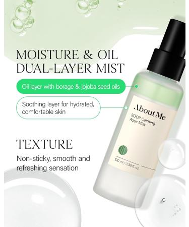About Me SOOP Calming Bi-Phase Aqua Mist 80.4% Jeju Cypress Water Fine Mist Face Spray 2-Layer Hydrating Spray with Centella & Tea Tree Vegan Makeup Setting Spray for All Skin Types 4.23 fl oz - Buy Online on GoSupps.com