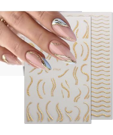 8 Leaves French Nail Ticker | Self-Adhesive Glitter Gold Nail Art Stickers - Butterfly & Star Designs - Perfect Nail Accessories for Stunning Nail Designs - Buy Online on GoSupps.com
